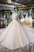 Off White High Neck Ball Gown Wedding Dresses, Open Back Beaded Wedding Gown DMJ96