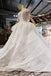 Ball Gown Half Sleeves Lace Bridal Dress with Sequins, Princess Long Wedding Dress DMN72