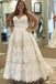 Ivory A-Line Spaghetti Straps Plus Size Wedding Dress with Lace Appliques DMF94