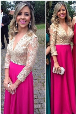 Sexy Beautiful A Line Chiffon Lace Long Sleeves Bridesmaid Dresses DM117