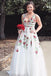 Cheap V Neck Prom Dresses Floor Length Formal Party Dress with Appliques DMJ2