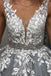 Gray V Neck Long Prom Dress for Teens, Puffy Appliqued Ball Gown with Beading DMH75