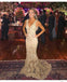 Elegant Mermaid Lace Appliques Long V Neck Prom Dress DME13