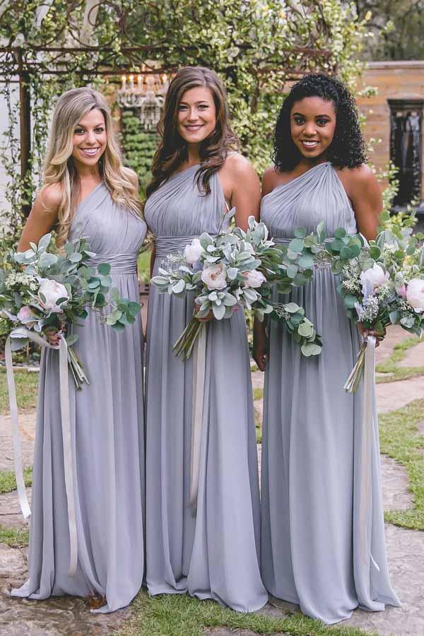 Fashion Bridesmaid Dresses,One-Shoulder Bridesmaid Dress,Lavender Bridesmaid Dresses,Chiffon Bridesmaid Dress