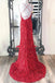 Hot Pink Sequin Prom Dresses with Slit Mermaid Spaghetti Strap Evening Dress DMP285