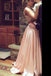 High Neck Two Piece Pink Taffeta Long  Beading Sexy Prom Dresses,2 Pieces Split Evening Dress DM158