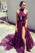 Elegant Purple A Line Long Front Slit Formal Prom Dress DM780