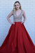 Unique Prom Dresses,V Neck Prom Gown,Red Evening Dress,A Line Prom Dress