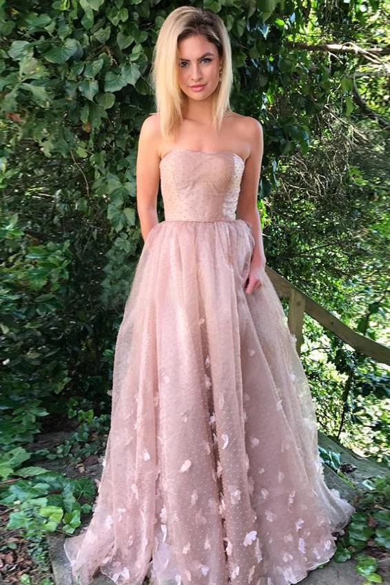 Princess Strapless A Line Dusty Pink Long Prom Dress Evening Dress Demodresses Princess Strapless A Line Dusty Pink Long Prom Dress Evening Dress Demodresses