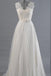Princess A Line V Neck Ball Gown White Lace Tulle Wedding Dresses With Flowers Belt DM183
