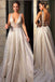 Sparkly Deep V Neck Wedding Dress Bridal Gown,Sequin Prom Dresses DMF60