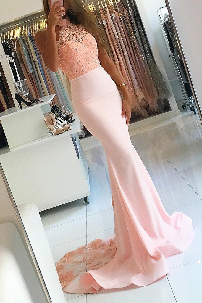 Sexy Backless Mermaid Satin Prom Dress with Train,Long Open Back Evening Dress DM120