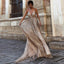 Charming A Line V Neck Spaghetti Straps Sequin Long Prom Dress DME44