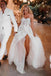 A-line Sweetheart Lace Appliques Bohemian Wedding Dress with Slit DM1978