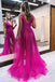 Plunging V-Neck High Split Sequins Sparkly Prom Dress Formal Evening Dress DMP246