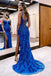 Royal Blue Sparkly Sweetheart Side Split Mermaid Appliques Prom Dress DMP252