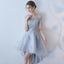Off the Shoulder Organza A Line High Low Short Sleeves Lace Top Homecoming Dresses DMC8