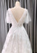 Vintage A Line V Neck Lace Wedding Dress With Flutter Sleeves DM1901
