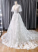 Vintage A Line V Neck Lace Wedding Dress With Flutter Sleeves DM1901