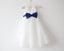 Light Ivory Lace Tulle Flower Girl Dress With Royal Blue Sash/Bows Sleeveless Floor-length DM215