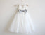 Light Ivory Lace Tulle Sleeveless Long Flower Girl Dress With Silver Sash/Bowss DM214