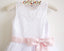 White Lace Flower Girl Dress Pink Sash Baby Girls Dress Lace Tulle White Flower Girl Dress DM210