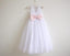White Lace Flower Girl Dress Pink Sash Baby Girls Dress Lace Tulle White Flower Girl Dress DM210