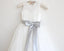Light Ivory Lace Tulle Sleeveless Long Flower Girl Dress With Silver Sash/Bowss DM214