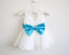 Light Ivory Blue Ribbon Lace Tulle Flower Girl Dress With Blue Sash/Bows DM209