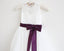 Light Ivory Lace Tulle Sleeveless Floor-length Flower Girl Dress With Eggplant Sash/Bows  DM213
