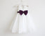 Light Ivory Lace Tulle Sleeveless Floor-length Flower Girl Dress With Eggplant Sash/Bows  DM213