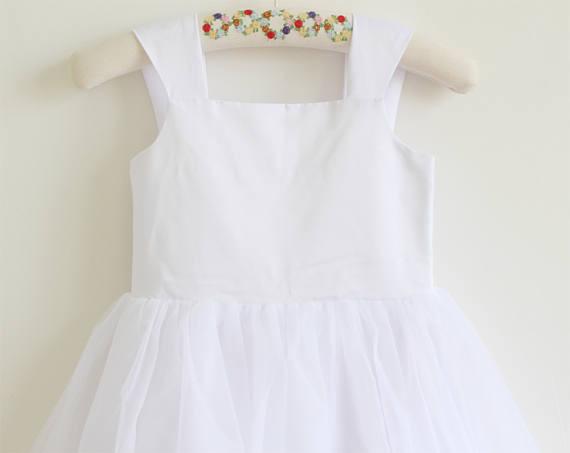 White Tulle Straps Long Simple Baby Girl Dress/Flower Girl Dresses DM208