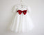 Long Sleeves Ivory Burgundy Sash Bows Lace Tulle Flower Girl Dress DM211