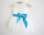Light Ivory Blue Ribbon Lace Tulle Flower Girl Dress With Blue Sash/Bows DM209