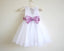 White Lace Lilac Baby Girls Dress, Tulle Flower Girl Dresses With Lilac Sash DM203