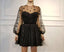 Sparkle Long Sleeve Short Unique Sheer Neck Stars Mini Homecoming Dress DMD50
