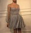 Sparkle Long Sleeve Short Unique Sheer Neck Stars Mini Homecoming Dress DMD50