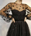 Sparkle Long Sleeve Short Unique Sheer Neck Stars Mini Homecoming Dress DMD50