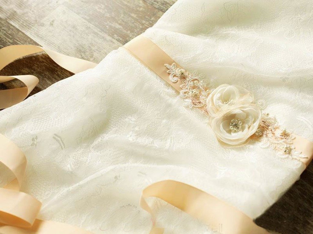 Flower Peach Nude Blush Bridal Sash Rhinestones Floral Rustic Belt BS12