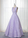 A-Line Floor-Length Lilac Printed Prom Dress, Simple Long Evening Dresses DMJ12