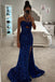 Royal Blue Mermaid Sequins Long Prom Dress Formal Evening Dresses DMP221