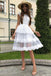 A Line White Lace Homecoming Dresses, Beautiful Short Prom Dresses DMM72