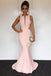 Mermaid Open Back Floor-Length Pink Simple Prom Dress DMI95