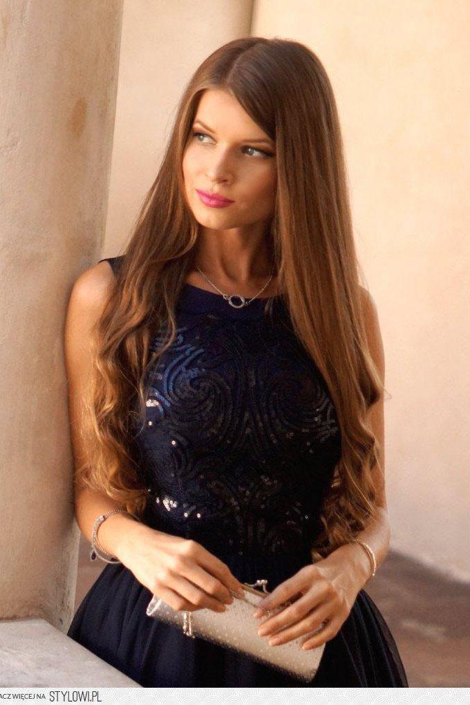 Popular Round Neck Sleeveless Sequins Elegant Dark Blue Homecoming Dresses DMC87