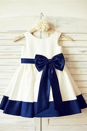 Tea-Length Flower Girl Dress,Satin Flower Girl Dresses,Flower Girl Dress With Sash