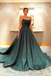 A-line Spaghetti Straps Dark Green Long Prom Dresses Evening Dress DMS21