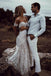 Ivory Lace Sheath Sweetheart Neck Boho Beach Wedding Dresses DMF80