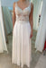 Ivory Chiffon See Through A Line V Neck Prom Dresses With Beading DMS83