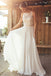 Elegant A-Line Round Neck Chiffon with Lace,Beach Boho Wedding Dresses DMM88