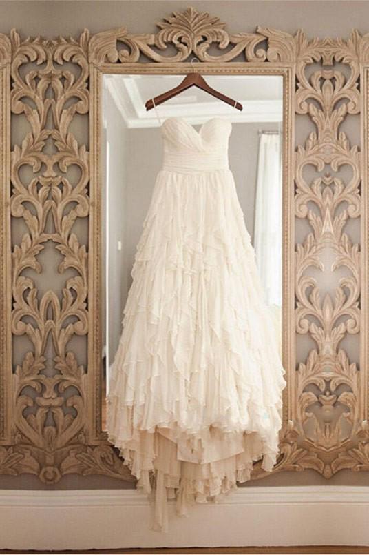 Princess A Line Sweetheart Hi-Low Tiered Chiffon Wedding Dress Demodresses Princess A Line Sweetheart Hi-Low Tiered Chiffon Wedding Dress Demodresses